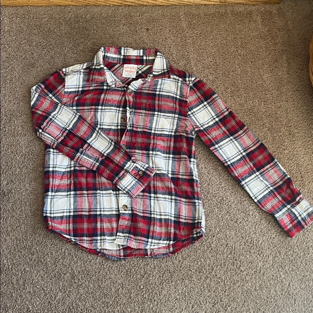 Jumping Beans Red and White Plaid Button Down Shirt